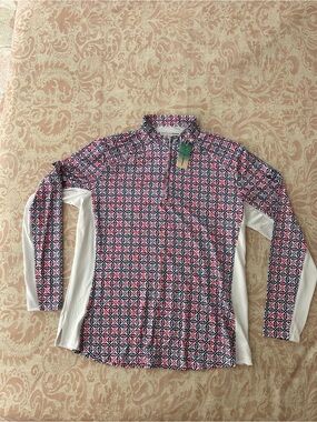 Women's Pink Geometric Long-Sleeve Performance Top